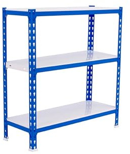 Simonrack Schwerlastregal, Lagerregal, 100x100x30 cm, Metallregal, Kellerregal, Biegestelle 180 kg, 3 Fachböden, Blau/Weiss - Simonclick