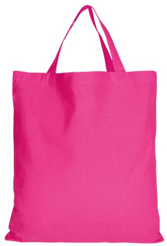 TEXXILLA 10 Stück Baumwolltasche - 28 Farben | mit Zwei kurzen Henkeln | 38x42cm | Jutebeutel | Einkaufstasche | unbedruckt, Farbe:pink, Größe:10 Stück