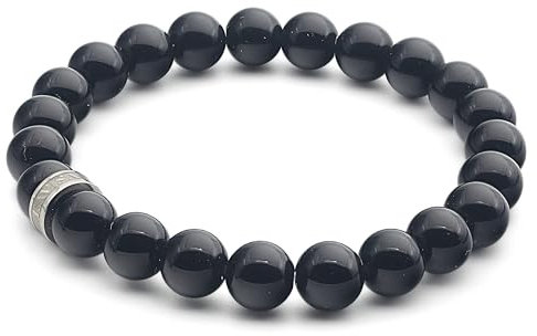 LAVISA Edelstein Armband - Echte Naturstein Perlen | Kristalle, Heilsteine | Onesize Unisex (Obsidian 8mm)