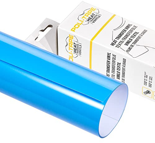 POLI-FLEX® TURBO® - Transferfolie für Textilien - Flexfolie zum Aufbügeln, Plotterfolie für DIY Shirts, Neon Blau matt, 30,5 cm x 122 cm
