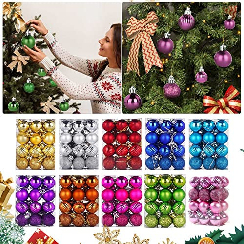 Allegorly 24 Stück Weihnachtskugeln Christbaumkugeln aus echtem Glas für Weihnachten Baumschmuck für den Christbaum Weihnachtsbaumschmuck Baumkugeln Ø 3 cm (E, Einheitsgröße)