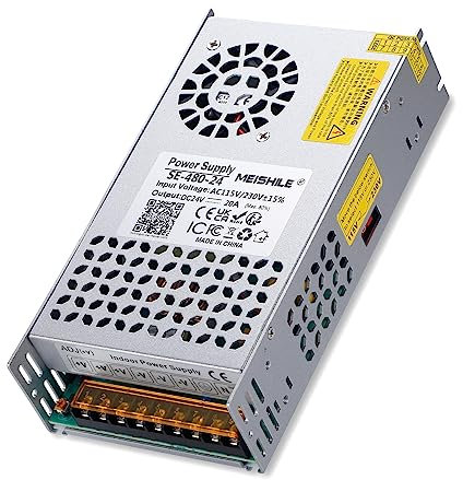 MEISHILE 24V 20A 480W Netzteil Schaltnetzteile Stromversorgung AC to DC Transformator für LED Licht Streifen Glühbirne, 3D Drucker, Verstärker, Maschine, Trafo 230V 220V auf 24Volt 5A 10A 15A 16Amps