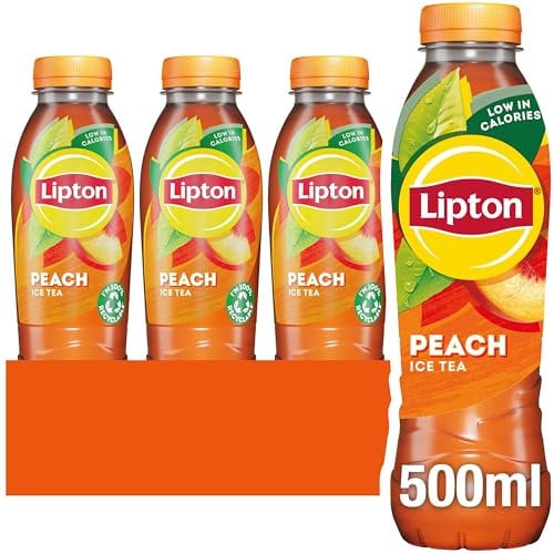 Lipton Peach Bottled Ice Tea 500 ml (Pack of 24), Low Calorie Soft Drink, 100% Black Tea Extract
