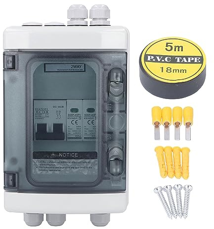 PV-Combiner-Box IP65 wasserdicht Blitzschutz Photovoltaik Solar-Trennschalter mit 40A Leistungsschalter 1000V für Solaranlagen
