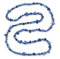 Avalaya Royal Blue Shell Nugget and Glass Crystal Bead Long Necklace/ 110cm Long