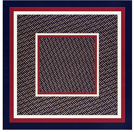JOE GREEN CO Großer seidenähnlicher Satin-Schal, Kopftuch, 89 cm, quadratisch, 13 Ff Navy Red, Large