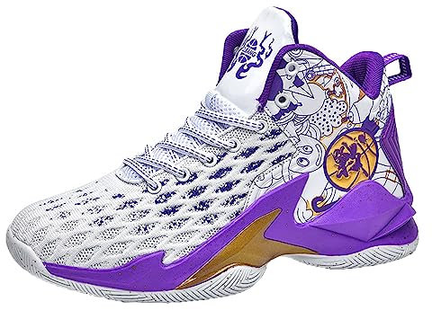 PENXZT Basketball Schuhe Herren Jugend High-Top Anti-Rutsch Leichte Basketballschuhe Für Fitness Workout,C,43 EU