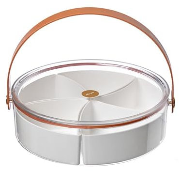 LUXTE Divided Serving Tray with Lid and Handle Snackle Box Charcuterie Container Portable Snack Platters Organizer for Candy, Fruits, Nuts, Snacks, Parties, Entertaining, Picnic (White) (BUWEI-988)
