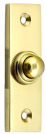 Victorian Rectangle Polished Brass Front Door Bell Push 78mm x 30mm