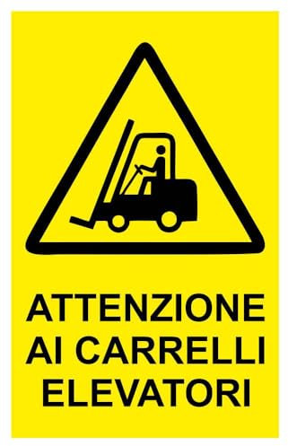 M-ITALY CARTELLO SEGNALETICO - ATTENZIONE CARRELLI ELEVATORI - Adesivo Extra Resistente, Pannello in Forex, Pannello In Alluminio (30x42, Alluminio)