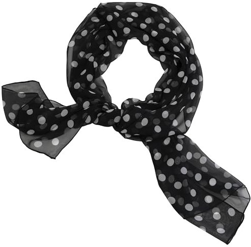AERZETIX - C68702 - Halstuch schal aus 100% polyester mit seideneffekt muster weiße punkte - 50x160 cm - farbe schwarz