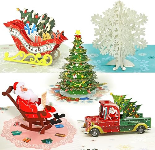 CUTPOPUP Paquete 5 Tarjetas Navidad 2024, Tarjetas de Navidad, Tarjetas Navidad 3D, Christmas cards, Xmas Cards (Xmas Pack5) US8-SET1ES