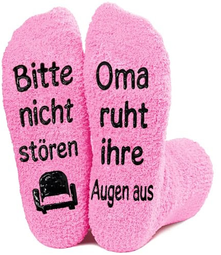 Eurtes Geschenk für Oma Geburtstag, Lustige Socken mit Spruch Bitte nicht stören oma ruht ihre Augen aus, Kuschelsocken Damen Witzige Socken Geschenke für Frauen Weihnachts Geburtstag