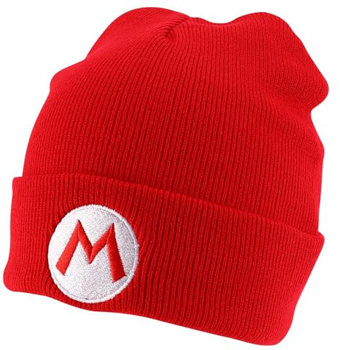 Armycrew Mario Luigi Waluigi Cosplay Kostüm Weiche Beanie Mütze, Mario Red, Einheitsgröße