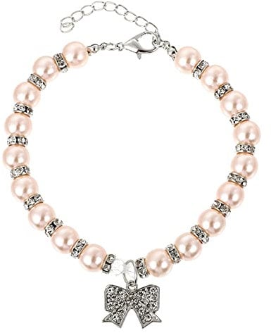 Angoily Rhinestone Pet Necklace for Dogs Fashionable Dog Collar Bow for Parties and Walks Elegant Cat Accessories