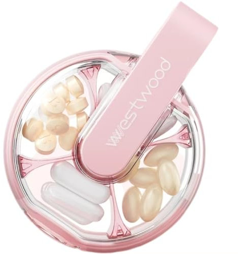 Pillendose Klein mit 4 Fächern, Tragbare Pillendose für Tasche oder Geldbörse- Mode Reise tablettendose-Organizer-Medikamentenbox für Vitamine, Medikamente und Nahrungsergänzungsmittel (Rosa)