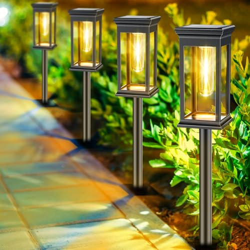 SOLARBABY Solarlampen für Außen, 8 Stück Solarleuchten Garten Wolfram Licht, IP65 Wasserdicht Solar GartenleuchtenAuto Ein/Aus für Aussen Terrasse Garten (Warmweiß)