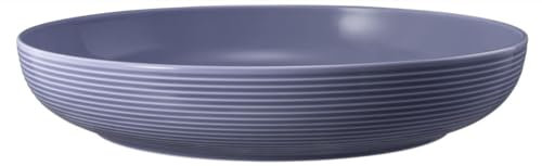Seltmann Weiden Beat Color Glaze Foodbowl | 28 cm | Schale für Desserts, Suppen und Salate | Rillen-Relief | Porzellan | Fliederblau