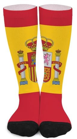NLWQEKV Calcetines de la bandera de España Calcetines unisex casuales largos calcetines deportivos novedad calcetines de vestir para hombres y mujeres