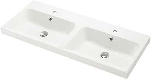 BACKSJÖN double wash-basin, 120x48 cm, white