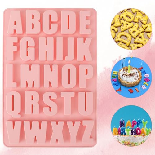 ALINK Silikonform Buchstaben, Gießform Buchstaben Silikon, A-Z Alphabet Silikonformen Gießformen Buchstaben Groß, Buchstaben Backform Schokoladenform Seifenform Epoxidharz Formen Silikonformen