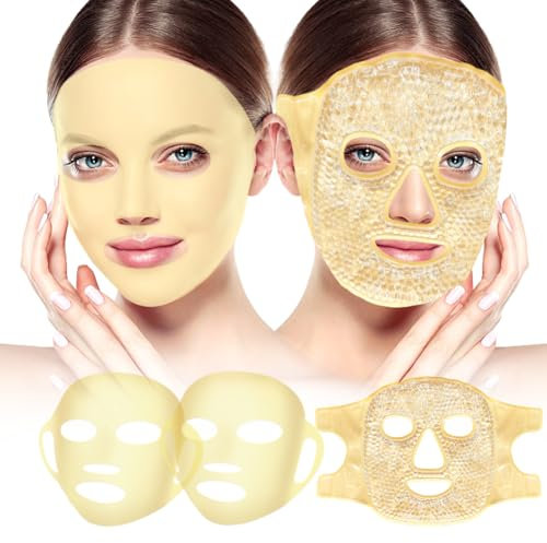 my novel things 3 mascherine rinfrescanti per il viso, maschera per il ghiaccio, maschera per il viso in silicone, maschera per gli occhi, riutilizzabile, set per la cura della pelle per le donne