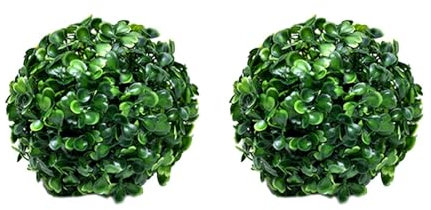 Wpsagek 2 STÜCK Künstliche Buchsbaum Kugel, Grüne Runde Buchsbaumkugeln Dekorative, Faux Buchsbaum Topiary Kugel Hängende Pflanzendekor, Kein Beschneiden
