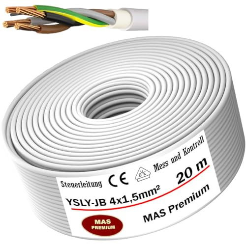 MAS Premium Von 5 bis 250 m YSLY-JB 4x1,5 mm² Flexibles Steuerkabel grau Verlege Kabel Mess-, Kontroll- und Regelungsleitung für Werkzeugmaschinen Steuerleitung (20m)