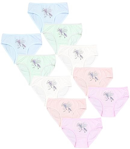 TupTam Unterhosen Mädchen 10er Pack – Bequeme Unterwäsche für Mädchen aus Baumwolle, Farbe: Unicorn Magic Dots Apricot Rosa Blau Ecru Grün, Größe: 128-134