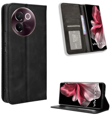 COMAKU Funda con Tapa Vivo V40 Lite 5G, Carcasa Movil Libro Antigolpes con Ranura para Tarjeta - Negro