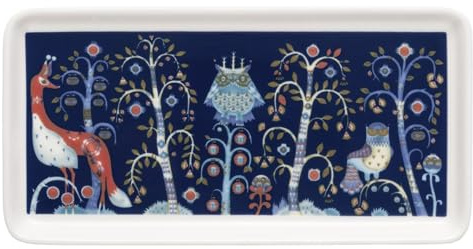Iittala Taika Teller Rechteck, aus Vitroporzellan, in der Farbe Blau, spülmaschinengeeignet, Größe: 12x24cm, 1070931