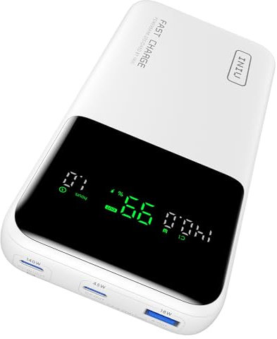 INIU Batterie Externe, 140W 25000mAh Puissante Power Bank for Phone & Laptop, Charge Rapide Batterie Externe pour MacBook Steam Deck, Voyage Camping Randonnée Randonnée pour Hommes et Femmes, Blanc