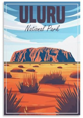 Fbaoda Uluru Nationalpark-Poster, Motiv: Vitger, Reiseposter, Leinwandkunst, Wanddekoration, Zimmer, Hausdekoration, Schlafzimmer, Büro, Poster, Drucke, Wandkunst, Paitings, rustikale Heimdekoration