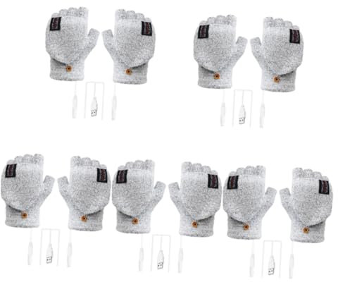 Yardwe 5 Paar Handschuhe Handwärmer Wiederaufladbar Heizhandschuh Tastatur Handwärmer Beheizte Fäustlinge Winter Fäustlinge USB Betriebene Heizung Winterstrick Handwärmer