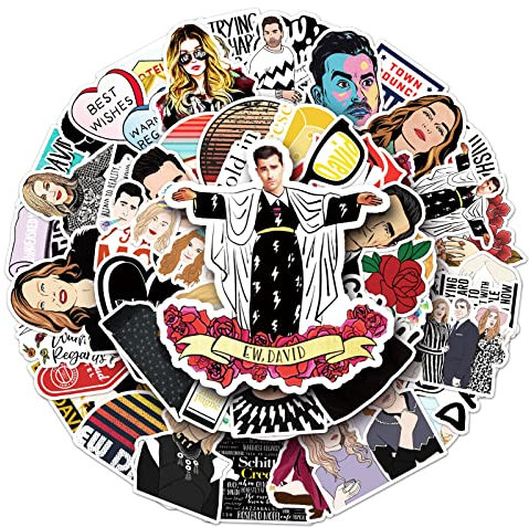 50Pcs/Pack Schitts Creeks Stickers Anime Waterproof Vinyl Stickers for Laptop, Luggage, Skateboard, Teens