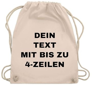 NIMAMA Turnbeutel Baumwollbeutel Bedrucken Lassen - Mit Wunschtext personalisiert - Einkaufstasche als Geschenk für Damen und Herren selbst gestalten