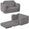 MeMoreCool Cord Kindersofa, Kinder Relaxsessel, Baby Lounge Sofa, Mini Couch für Kuschelecke Kinderzimmer, ausklappbare Couch für Jungen und Mädchen im Alter von 1–3 Jahren, Grau