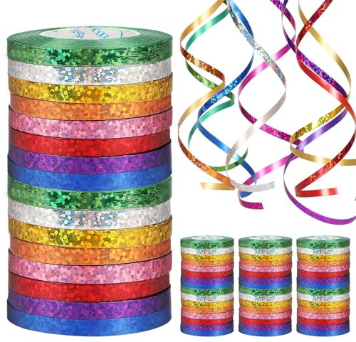 480 Meter Luftschlangen Geburtstag 48 10 Meter Lange Glitzernde Geschenkbänder in 8 Farben Perfekt für Hochzeitsdekorationen,Geburtstagsdekorationen,Faschingsdeko und Ostern Ribbon Dekoration