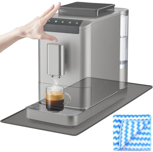 FAELNK Kaffeemaschine Pads Unterlage für Kaffeemaschine Silikonmatte mit Rand 48x30cm | mit Kleinen Lappen Unterlage Kaffeevollautomat für Kaffeevollautomat Kompatibel