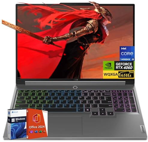 Lenovo Legion 5i Gaming Laptop, NVIDIA RTX 4060, Intel 24-Core i9-14900HX(Up to 5.8 GHz), 16 2560x1600 WUXGA 2.5K 165Hz, 64 GB DDR5, 2 TB SSD, Bluetooth 5.2, Wi-Fi 6E, Windows 11 Pro