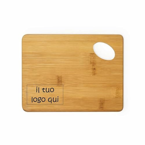 pubblienne Tagliere Personalizzabile Bamboo 20x15 cm - Tagliere Professionale Antibatterico da Cucina Resistente e Reversibile - Taglieri in Legno di bambù con Foro di Impugnatura (Personalizzato)