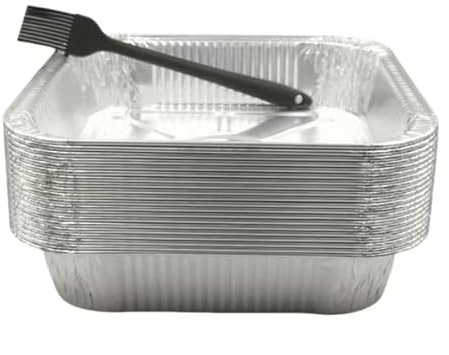 Aluminiumfolien-Pfannen, robuste Backbleche zum Braten und Kochen, 20,3 x 20,3 cm, Einweg-Lebensmittelbehälter, 20 Stück