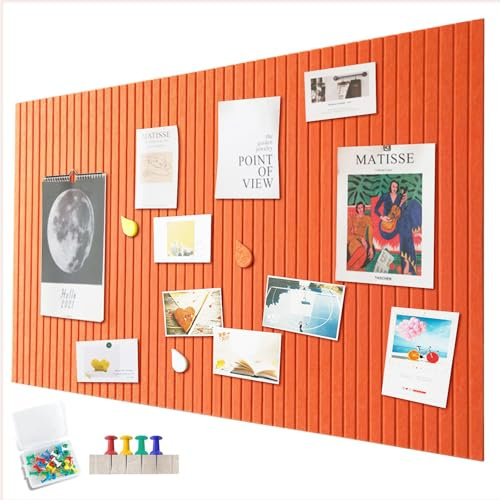 60 x 40cm große Pinnwand,große korkplatte,dekorative korkwand aus Filz,0,9cm dick, faltbare Fototafel mit selbstklebendem Klebeband,filz selbstklebend visionboard,pinnadeln,Honig-Mandarine