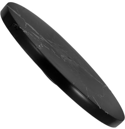 GLEAVI Marble Pattern Trash Can Lid Replacement Waste Bin Swing Top Cover Removable Lid for Kitchen Bathroom Bedroom Plastic Garbage Bin Protector Elegant Black