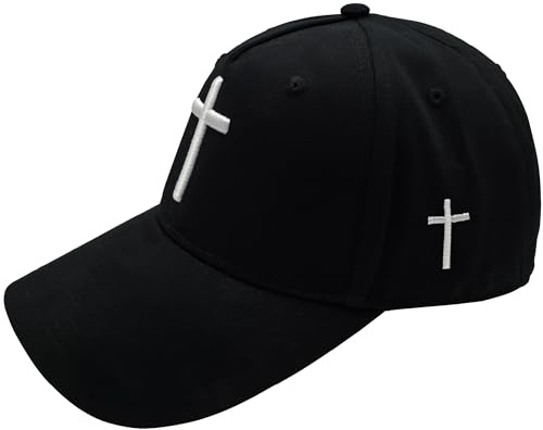 Lunexus Unisex Baseball Cap Kreuz 3D-Stick - Schwarz, 54-60 cm | 3D-Puff-Stick, gebogener Schirm, verstärkte Frontpanels - in Deutschland veredelt - für Streetwear, Worship, Festival
