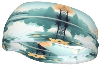 Vielseitiges Sport-Stirnband mit Aufdruck „Fallen Leaves on a Quiet Lake – dehnbares, feuchtigkeitsableitendes Stirnband für Yoga und Fitness