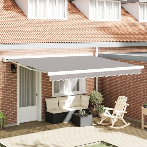 Tenda da sole retrattile automatica grigio chiaro, 400 x 300 cm, per terrazza, balcone, giardino, protezione UV, impermeabile, protezione solare