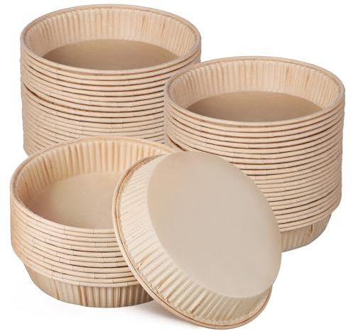 WEKADRIN 100 Stück Mini Backformen aus Papier Runde Tartelettformen Antihaftbeschichtet Hitzebeständig Vielseitig für Obsttörtchen Quiche Mousse und Desserts in Bäckerei und Küche