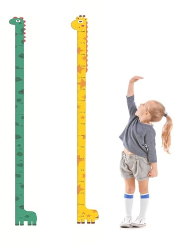 JOYOLA 2 Stücke Kinder Körpergröße Höhentabelle, 180cm Messlatte für Kinder, Kinder Höhe Diagramm Wandsticker, Tier Wandabziehbild, Kinderzimmer Deko für Jungen und Mädchen