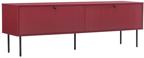 Oviala TV-Bank, 2 Türen, Stahl und MDF, Melamindekor, 150 cm, Bordeaux